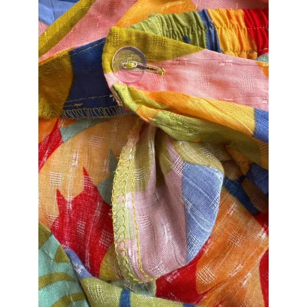 Christian Siriano Tropical Print Maxi Skirt Wrap Tie Colorful Boho Resort Medium